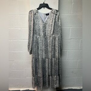 Lane Bryant Elegant Gray Patterned Women's Dress